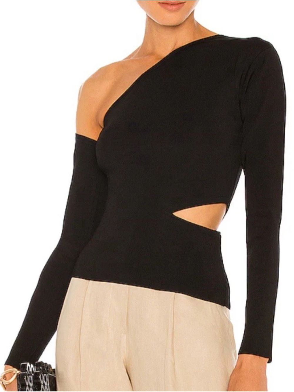 Cult Gaia Teri Top Black One Shoulder Cutout Knit M